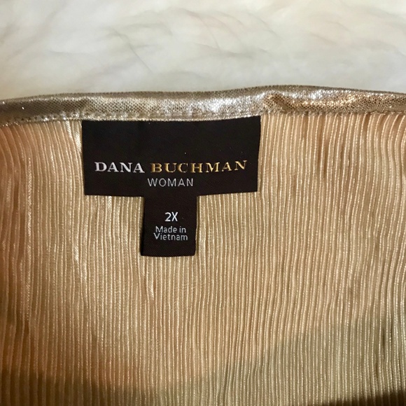 Dana Buchman Plus 2X Gold Champagne Blouse Party - Picture 5 of 8